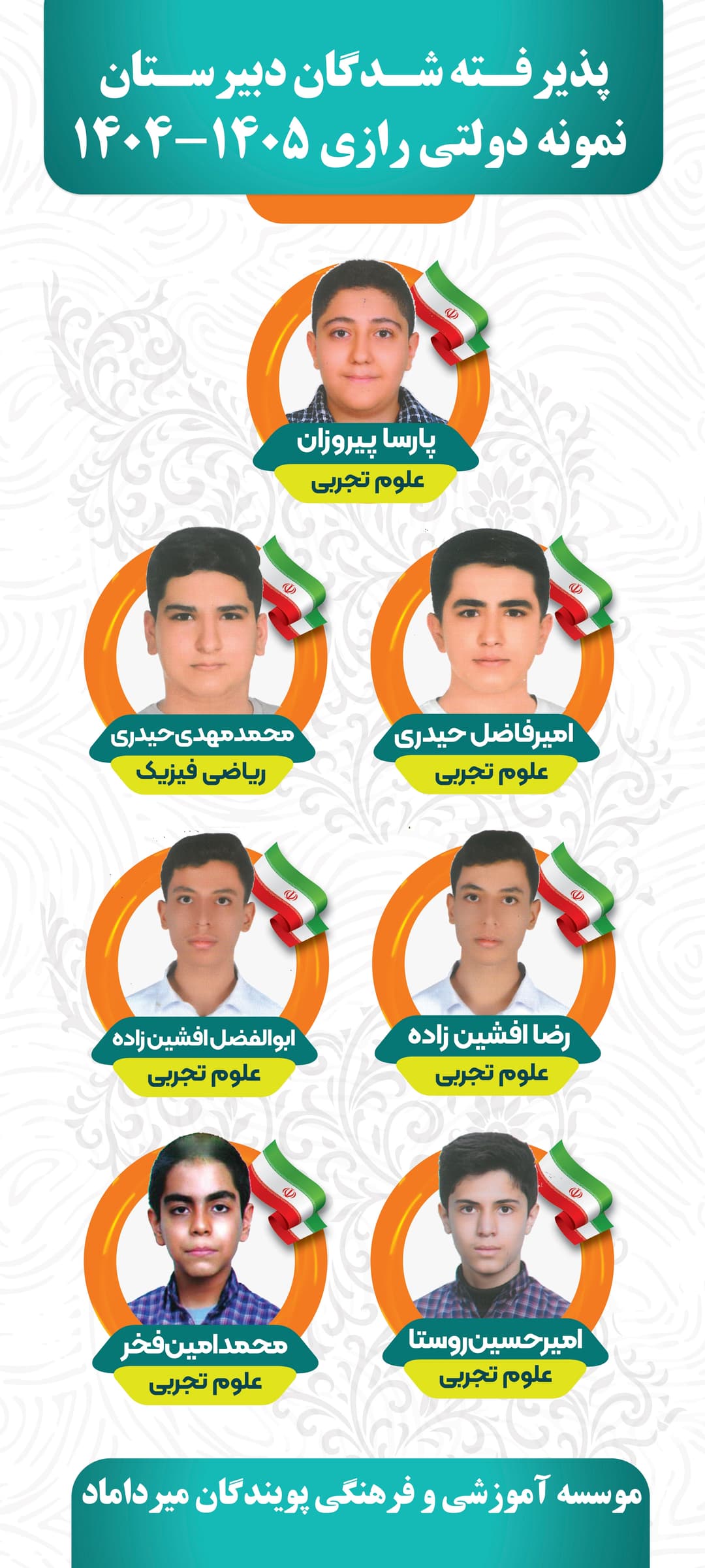 پذیرفته شدگان دبیرستان نمونه دولتی رازی 1405-1404